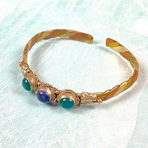 Vintage mix metal bangle bracelet green & purple